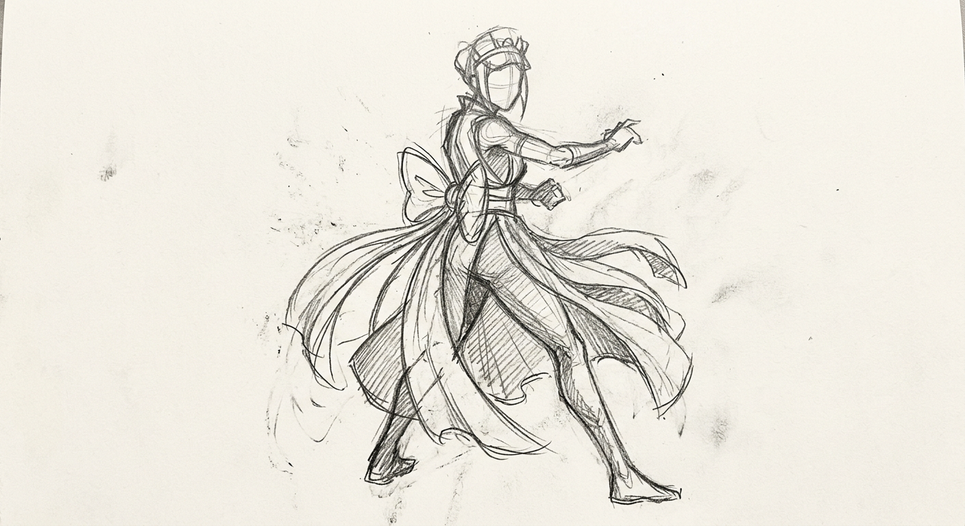 Aira Shiratori cosplay reference — sketch placeholder