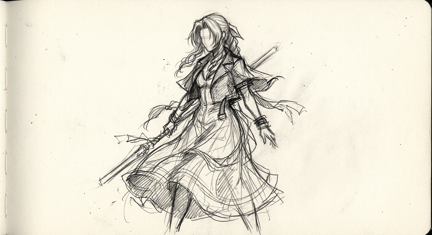 Aerith Gainsborough sketch placeholder — sketch placeholder