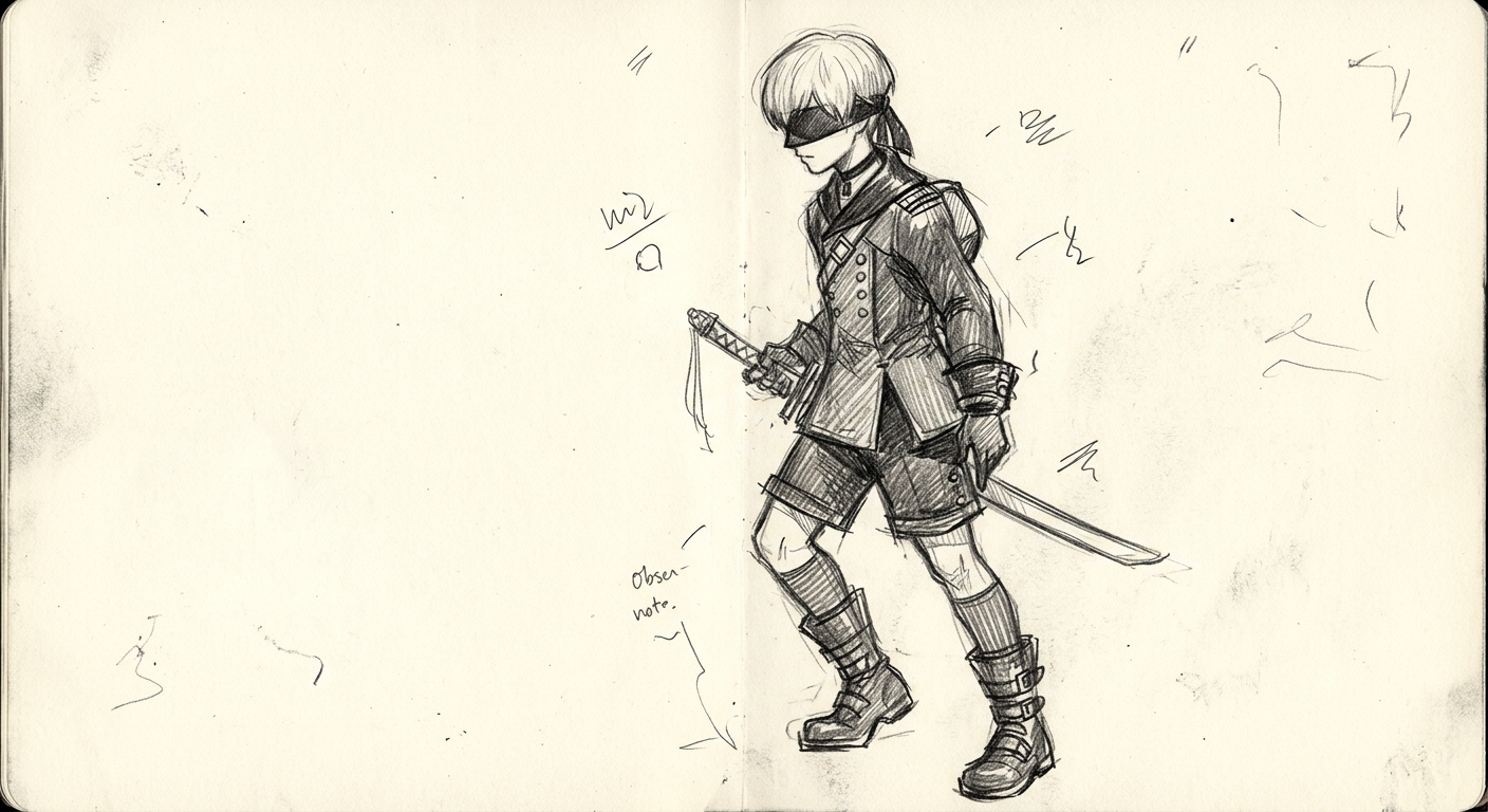 9S cosplay reference — sketch placeholder
